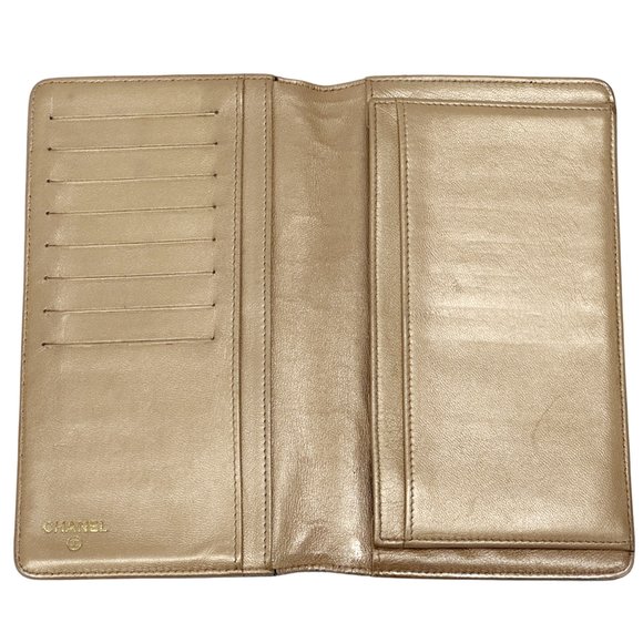 CHANEL Camellia Women's Long Wallet in Blue and Turquoise Leather with Coco - Picture 4 of 10